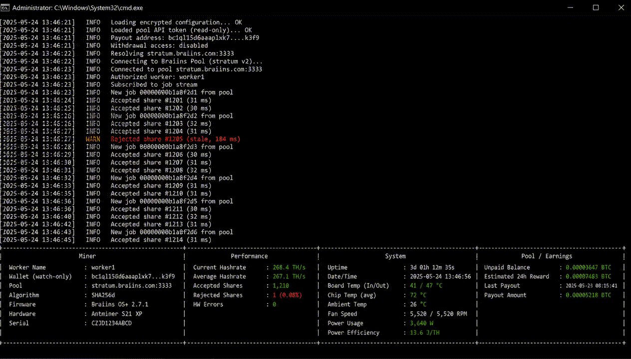 Animated mining terminal preview